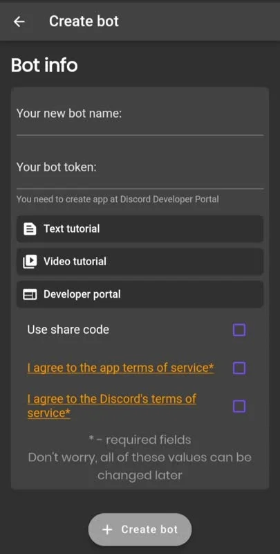 bot info in bot designer